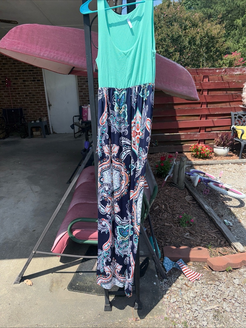 Pinkblush Mint and Navy Paisley Maxi Dress
